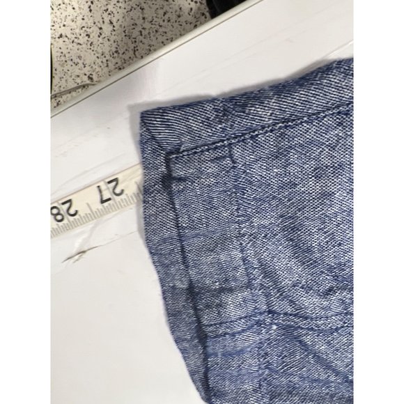 Old Navy High Waisted Chambray Tapered Leg Pant Womens XL Blue Linen Blend - Picture 6 of 9